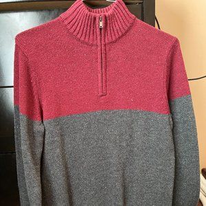 Sonoma Sweater Quarter-Zip in Red/Grey